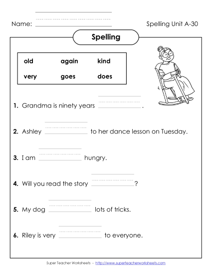 Worksheets - Sentence Completion (A-30)  (Printable PDF Worksheet)