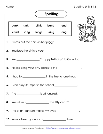 Worksheets - Sentence Completion (B-18) (Printable PDF Worksheet)