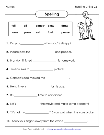 Worksheets - Sentence Completion (B-23) (Printable PDF Worksheet)