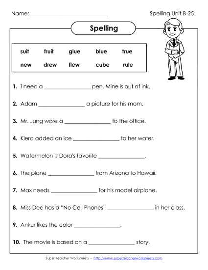 Worksheets - Sentence Completion (B-25) (Printable PDF Worksheet)