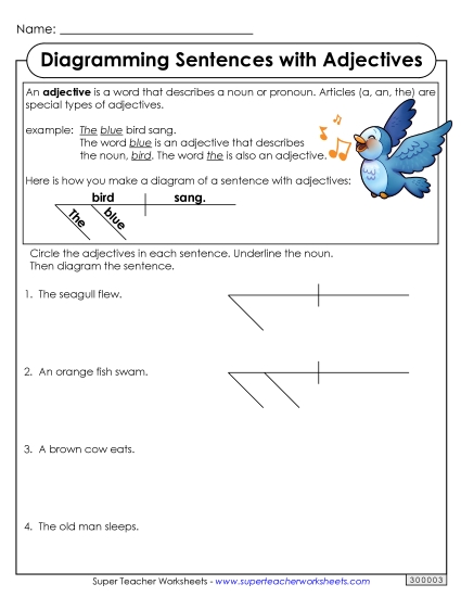 Basic - Sentences With Adjectives (Printable PDF Worksheet)