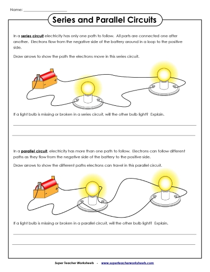 Current Electricity - Series and Parallel Circuits (Printable PDF Worksheet)