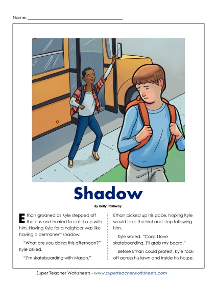 Fiction Stories - Shadow (Printable PDF Worksheet)