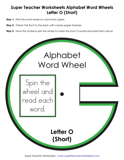 Flashcards and Word Wheels - Short O - Word Wheel (Printable PDF Worksheet)