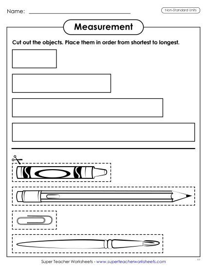 Longer and Shorter - Shortest to Longest (Printable PDF Worksheet)