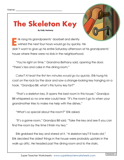 Fiction Stories - Skeleton Key (Fiction) (Printable PDF Worksheet)