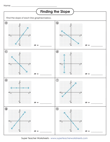 Slope (Graphs) - Slope of Graphed Lines (Printable PDF Worksheet)