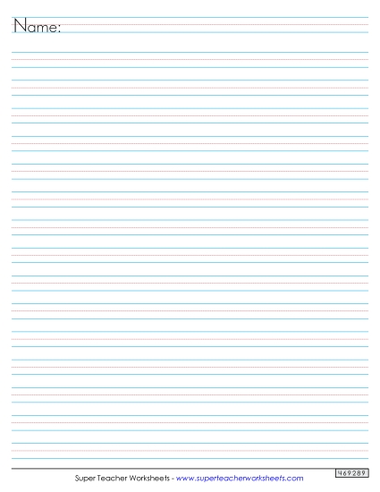 Primary Writing Paper - Small Dotted Lines (Name Line) (Printable PDF Worksheet)