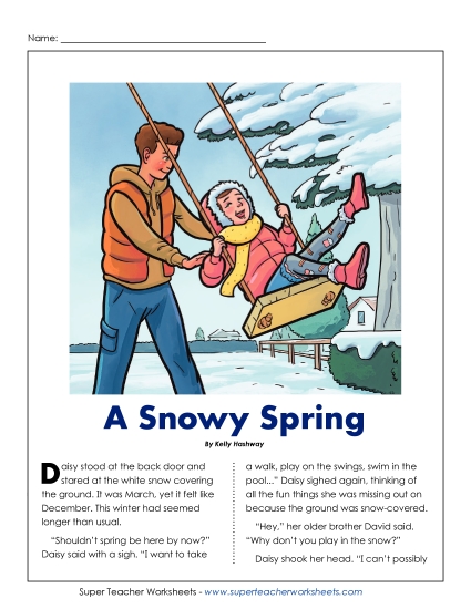 Fiction Stories - Snowy Spring (Printable PDF Worksheet)