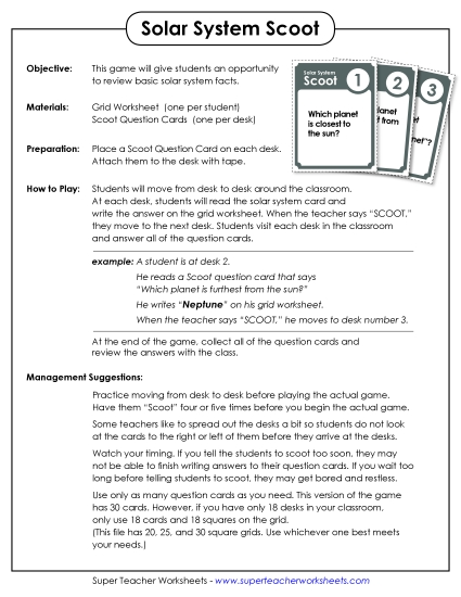 Science - Solar System (Printable PDF Worksheet)