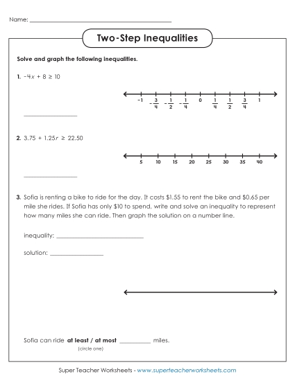 Intermediate Level - Solve & Graph with a Word Problem (Intermediate) (Printable PDF Worksheet)