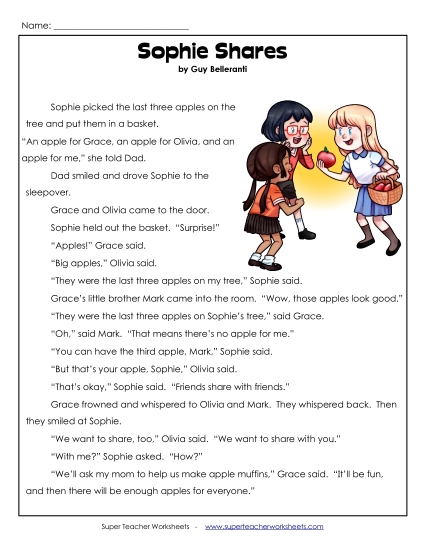 Sophie Shares (Printable PDF Worksheet)