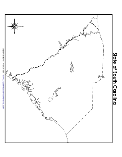 Maps - South Carolina Map (Blank) (Printable PDF Worksheet)