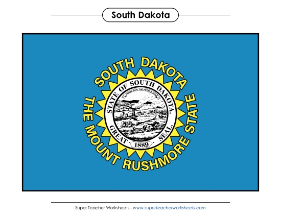 Flags & Seals - South Dakota State Flag (Full-Color Version) (Printable PDF Worksheet)