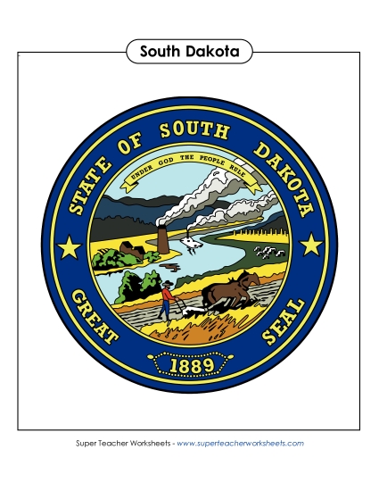 Flags & Seals - South Dakota State Seal (Full-Color Version) (Printable PDF Worksheet)