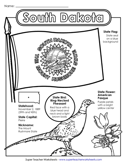 Symbols - South Dakota State Symbols Coloring Page (Printable PDF Worksheet)