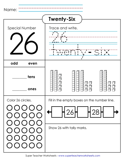 Twenty-Six - Special Number: 26 (Printable PDF Worksheet)