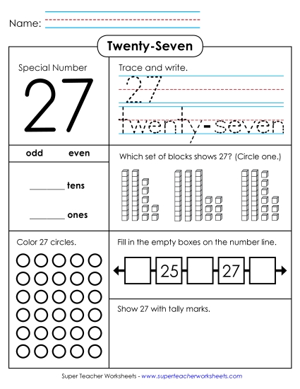 Twenty-Seven - Special Number: 27 (Printable PDF Worksheet)