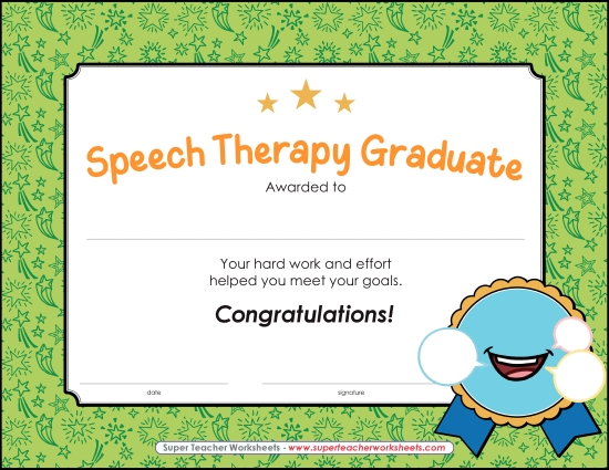 Other School Subjects - Speech Therapy Graduate (Printable PDF Worksheet)