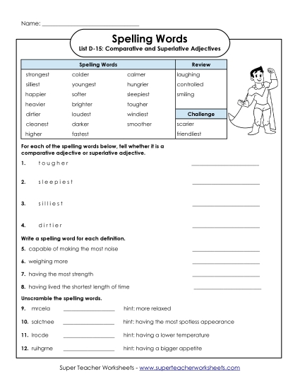 Worksheets - Spelling Question Worksheet (D-15) (Printable PDF Worksheet)