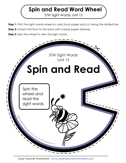 Reading Practice Tools - Spin and Read (Unit 15) (Printable PDF Worksheet)