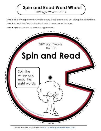 Reading Practice Tools - Spin and Read (Unit 19) (Printable PDF Worksheet)