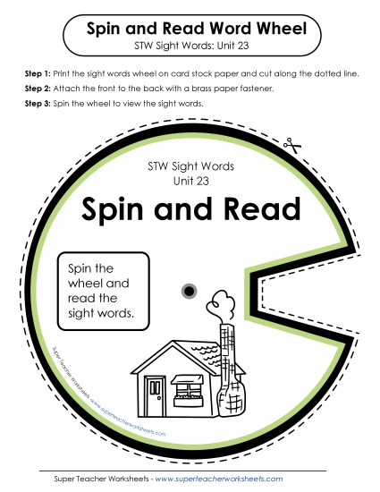 Reading Practice Tools - Spin and Read (Unit 23) (Printable PDF Worksheet)