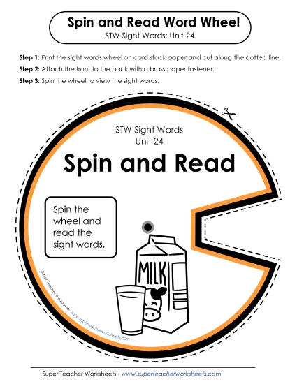 Reading Practice Tools - Spin and Read (Unit 24) (Printable PDF Worksheet)