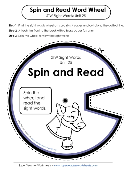 Reading Practice Tools - Spin and Read (Unit 25) (Printable PDF Worksheet)