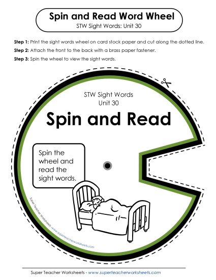 Reading Practice Tools - Spin and Read (Unit 30) (Printable PDF Worksheet)