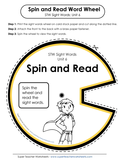 Reading Practice Tools - Spin and Read (Unit 6) (Printable PDF Worksheet)