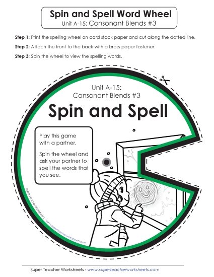 Flashcards, Word Wheel, and Slider - Spin and Spell (A-15) (Printable PDF Worksheet)