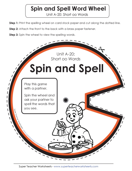 Flashcards, Word Wheel, and Slider - Spin and Spell (A-20) (Printable PDF Worksheet)