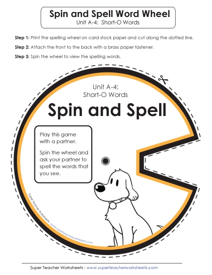 Flashcards, Word Wheel, and Slider - Spin and Spell (A-4) (Printable PDF Worksheet)