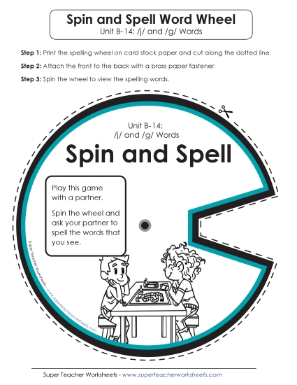 Flashcards, Word Wheel, and Slider - Spin and Spell (B-14) (Printable PDF Worksheet)
