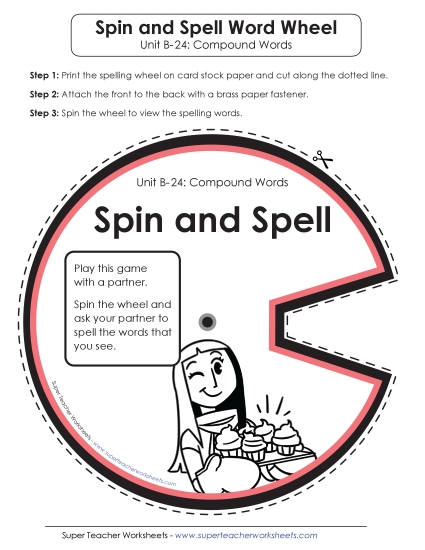 Flashcards, Word Wheel, and Slider - Spin and Spell (B-24) (Printable PDF Worksheet)