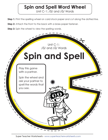 Flashcards and Word Wheel - Spin and Spell (C-1) (Printable PDF Worksheet)
