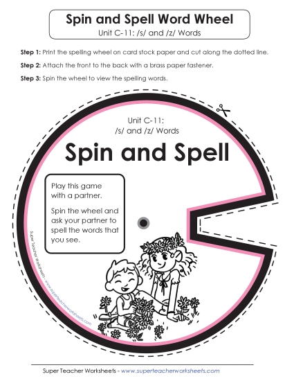 Flashcards and Word Wheel - Spin and Spell (C-11) (Printable PDF Worksheet)