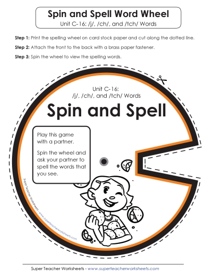 Flashcards and Word Wheel - Spin and Spell (C-16)  (Printable PDF Worksheet)