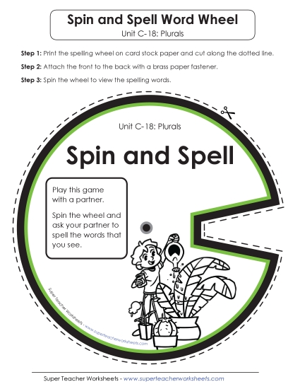 Flashcards and Word Wheel - Spin and Spell (C-18)  (Printable PDF Worksheet)