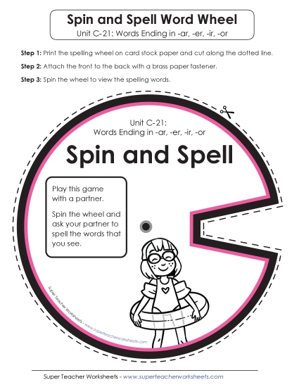Flashcards and Word Wheels - Spin-and-Spell (C-21) (Printable PDF Worksheet)