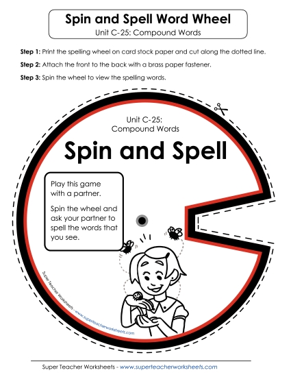 Flashcards and Word Wheel - Spin-and-Spell (C-25) (Printable PDF Worksheet)