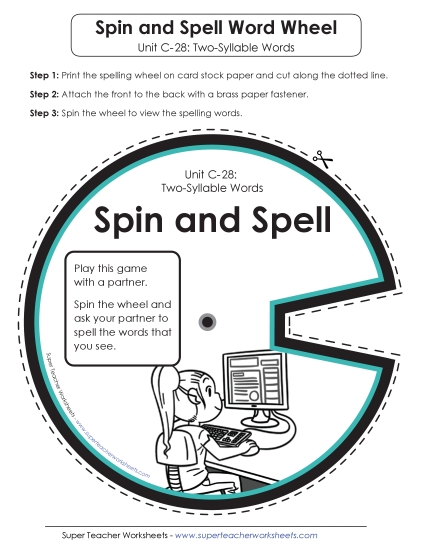 Flashcards and and Word Wheel - Spin-and-Spell (C-28) (Printable PDF Worksheet)