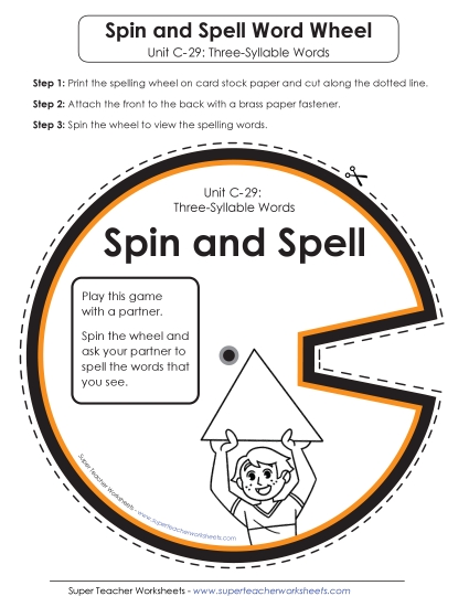 Flashcards and Word Wheel - Spin-and-Spell (C-29) (Printable PDF Worksheet)