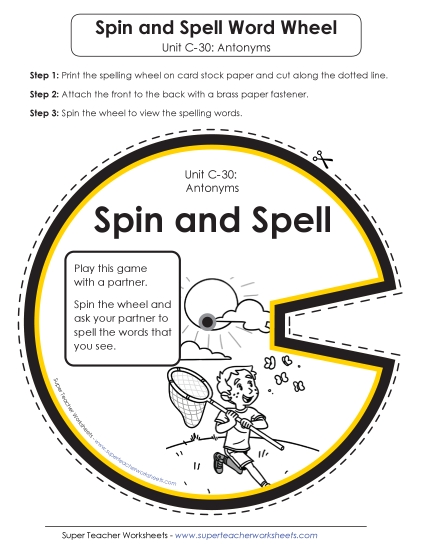Flashcards and Word Wheel - Spin-and-Spell (C-30) (Printable PDF Worksheet)