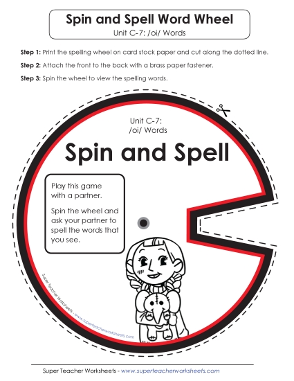 Flashcards and Word Wheel - Spin and Spell (C-7)  (Printable PDF Worksheet)