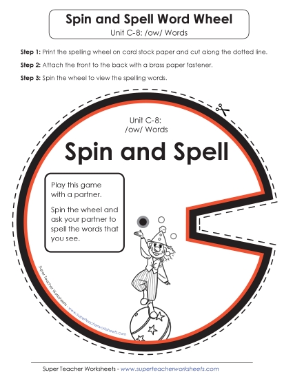Flashcards and Word Wheel - Spin and Spell (C-8)  (Printable PDF Worksheet)