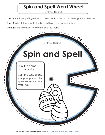 Flashcards and Word Wheel - Spin-and-Spell (C-Easter)  (Printable PDF Worksheet)