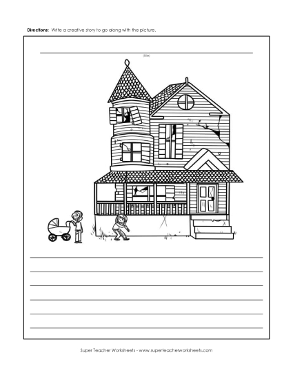 Story Pictures - Spooky House Kids (Printable PDF Worksheet)
