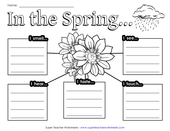 Holiday & Season Graphic Organizers - Spring Senses (Printable PDF Worksheet)